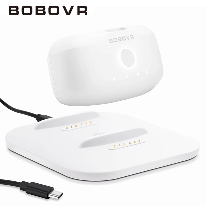 BOBOVR Stazione/Dock Caricatore Doppio per Batteria B2 per Cinghia M2 Pro M3 Pro Alimentazione Magneticamente Alimentazione a 2 Batterie B2