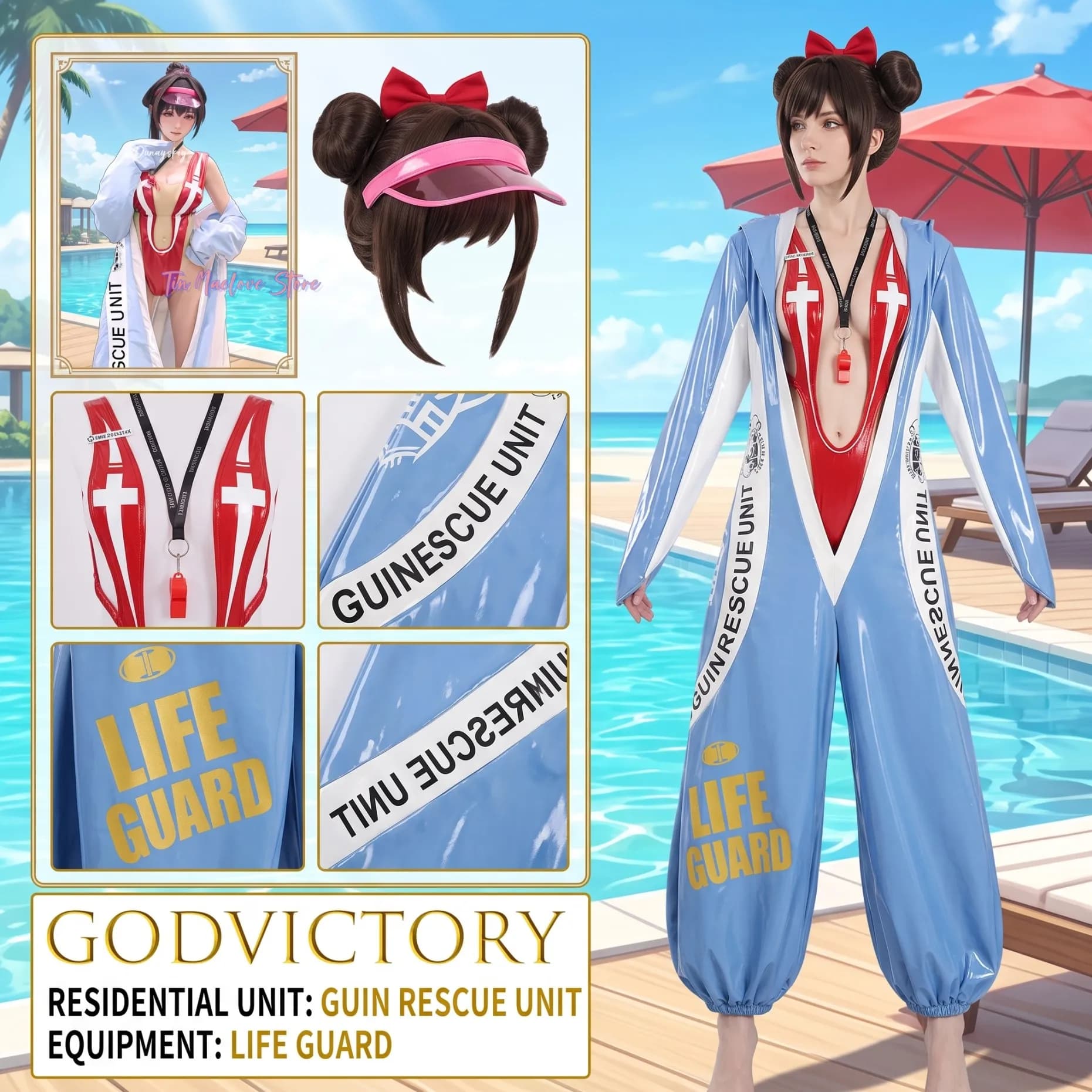 GoddVictory Marciana Swimsuit Cosplay Full Costume Halloween Shooting Beach Style Female Cos Game Character Outfit For Comic Con