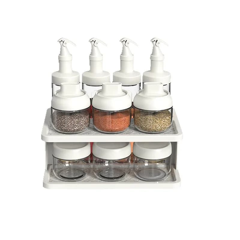Set di contenitori per spezie da cucina in plastica classica da 11 pezzi 2026, barattoli per condimenti con coperchio, bottiglie per olio, contenitori per alimenti