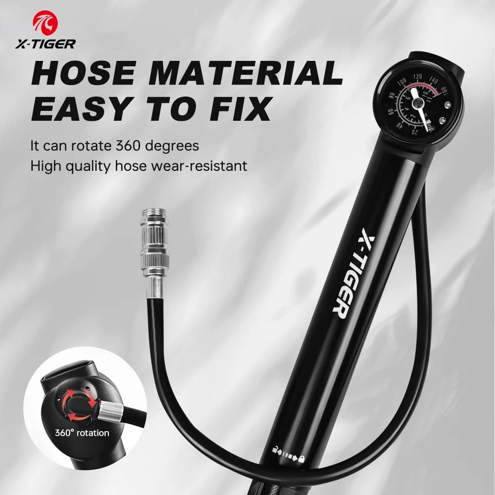 X-TIGER Pompa per bici con manometro Gonfiatore multifunzionale per biciclette BALL 120PSI con manometro ad alta pressione Pompa ad aria con ugello AV/FV