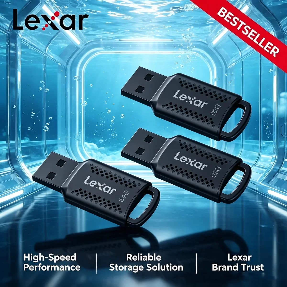 Lexar Original Flash U Disk USB Flash Drive V400 USB 3.2 32GB 64GB 128GB Black Memory Stick for Computer Pro Max