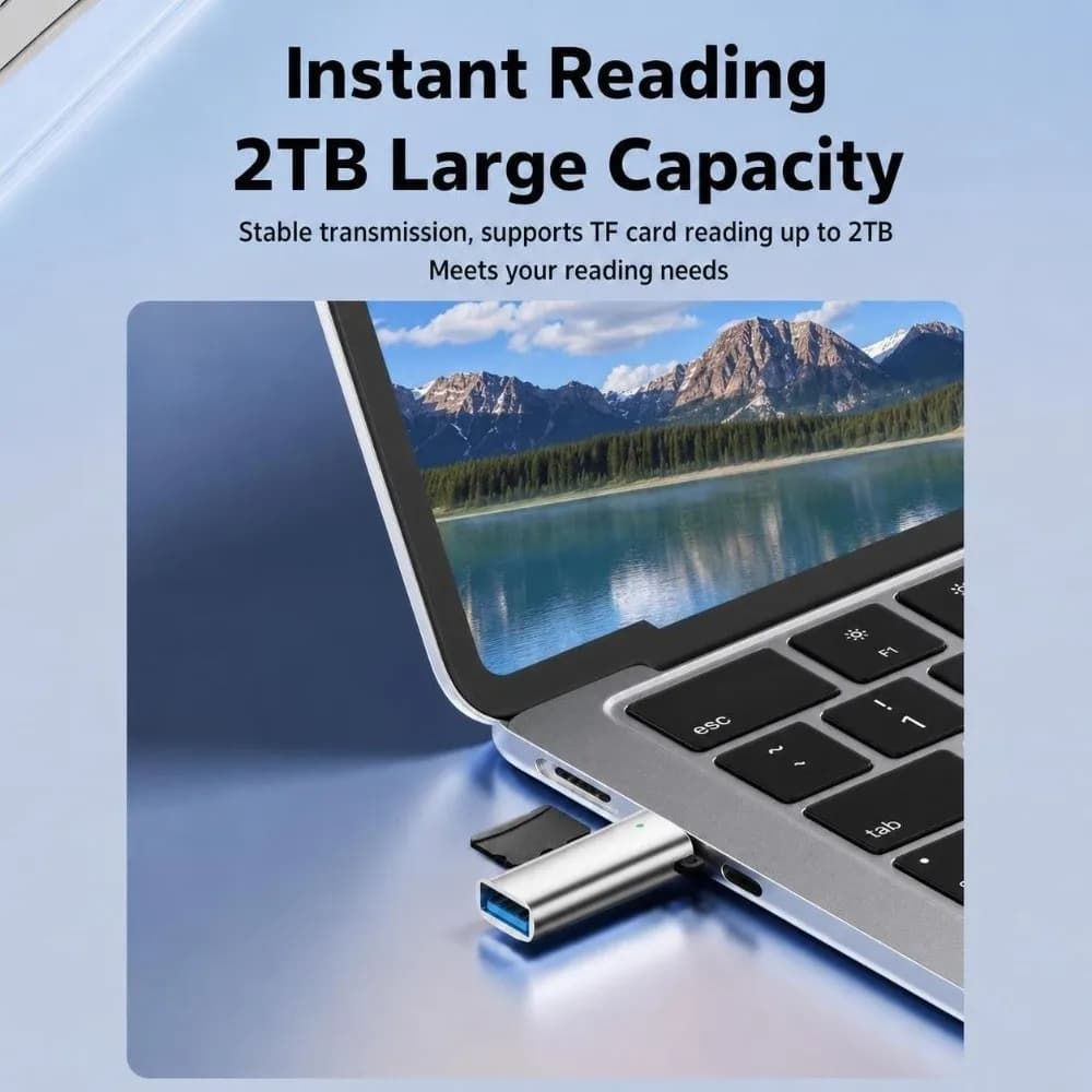 Portable 2-in-1 Type-C Card Reader USB 3.2 10Gbps TF Card Reader Aluminum Alloy Lightweight for Micro SD Reader Phones Tablets