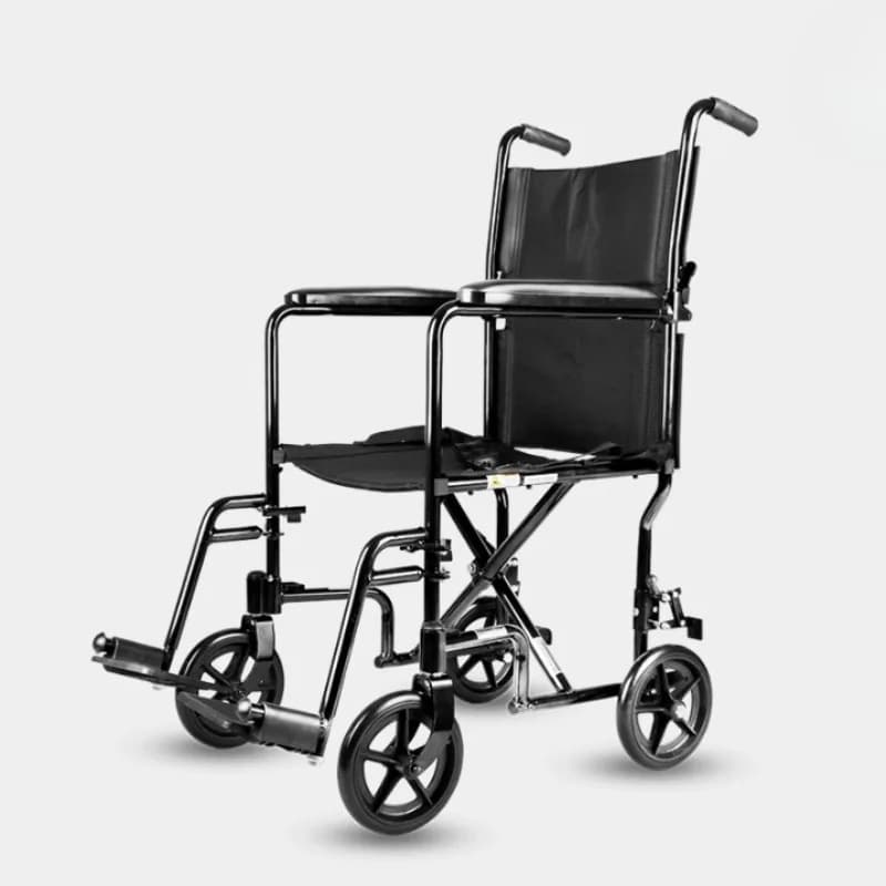Sedia a rotelle da trasporto pieghevole leggera con ruote da 8 pollici, passeggeri per anziani Trolley Walker Scooter Poggiapiedi oscillante