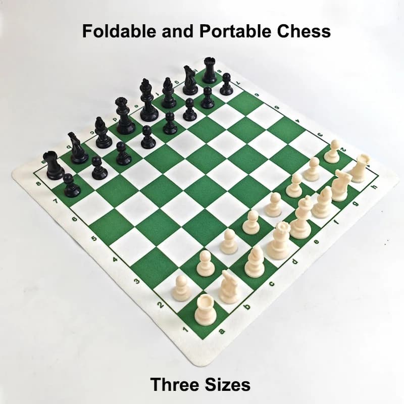 International Chess Foldable Leather Chess Board & Plastic Chess Pieces Outdoor Portable Chess Adult Kids Gift Family Board Game