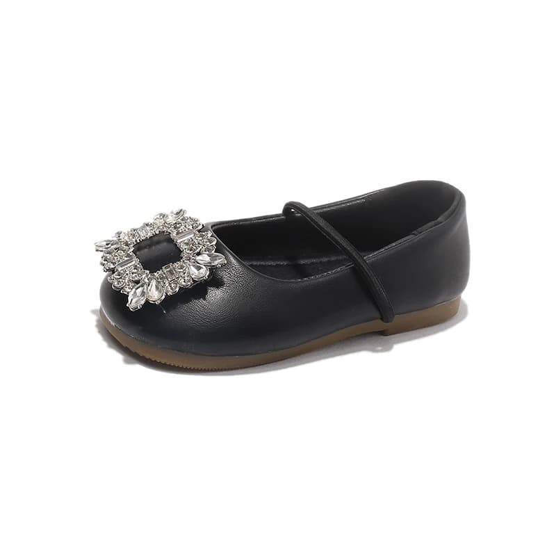 Girls Rhinestone Ballet Flats 2026 New Kids Princess Soft Sole Slip On Loafers Cute Dress Shoes For Party Performance