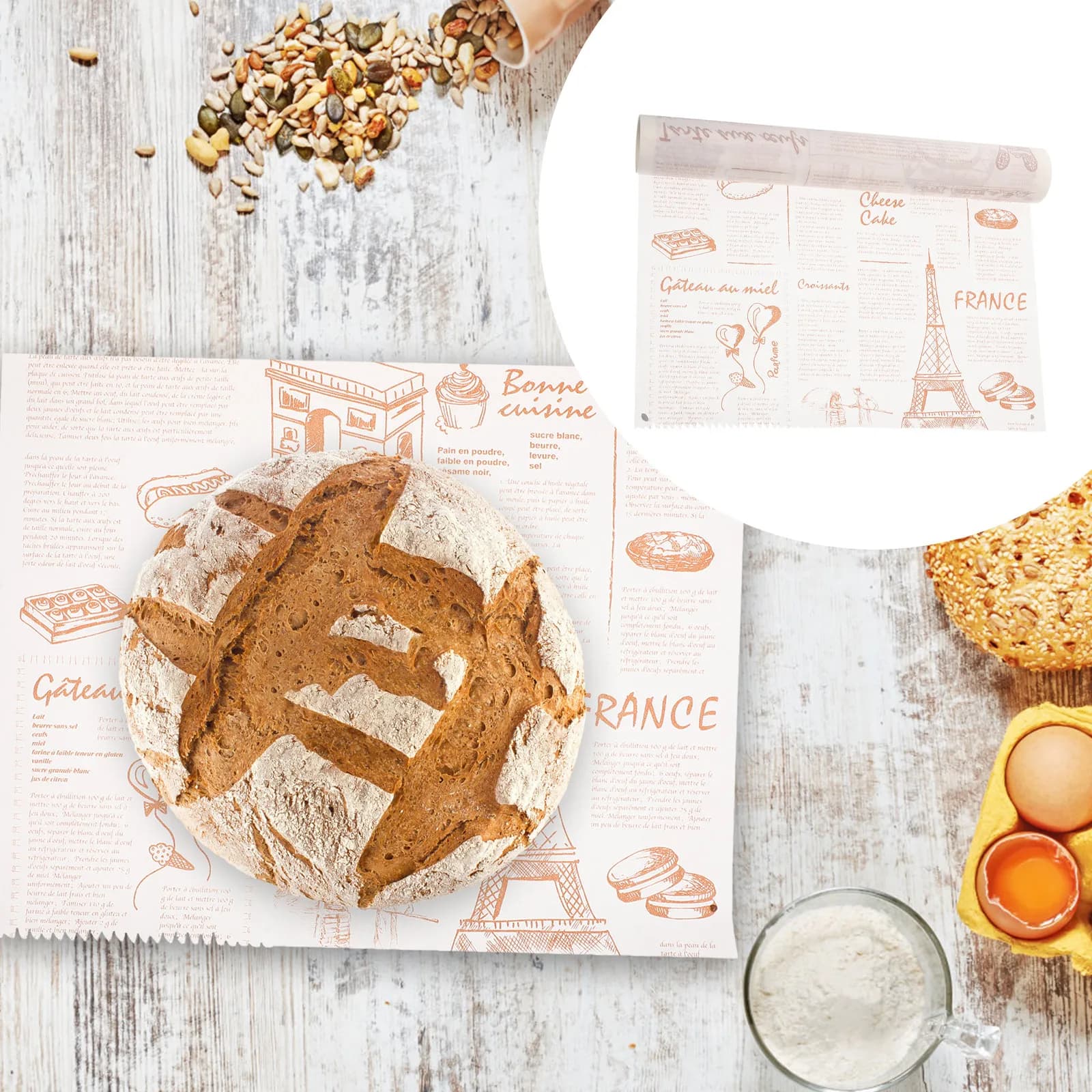 Carta da forno per torte, carta per friggitrice ad aria, carta antiaderente per barbecue, rivestimento usa e getta per alimenti, fogli di carta oleata antiaderenti, a strappo