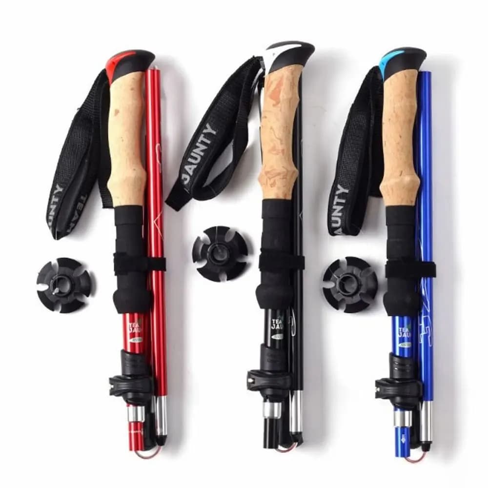 Aluminum Outdoor Trekking Poles EVA Quick Adjustable Locks Cross Country Cane 5 Section Ultralight Walking Sticks