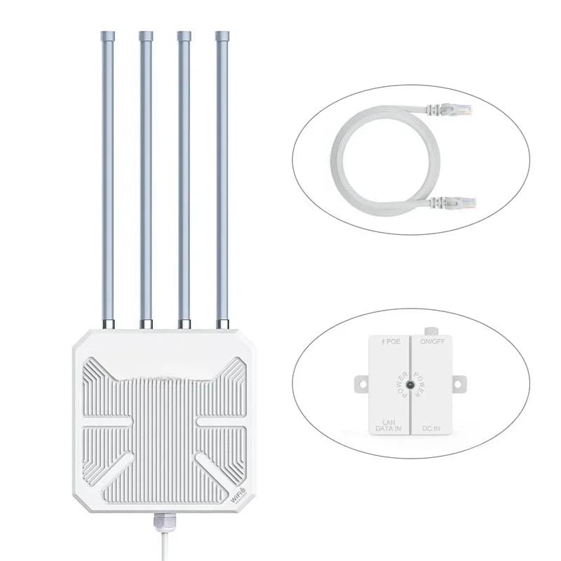 Router WiFi 6 da Esterno AX3000 Dual Band con Protezione Antipioggia e Antifulmine, Ripetitore Amplificatore
