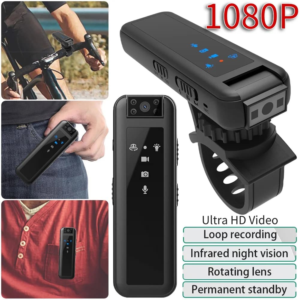 Mini Telecamera HD 1080P con Supporto per Bicicletta, Registratore con Funzione di Rilevamento e Magnete per Sport all'Aperto