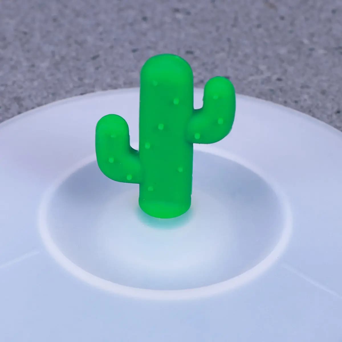 Coperchio Creativo in Silicone Alimentare a Tre Foglie di Cactus Verde Scuro per Bevande Calde e Fredde, Tazze e Bicchieri da Vino