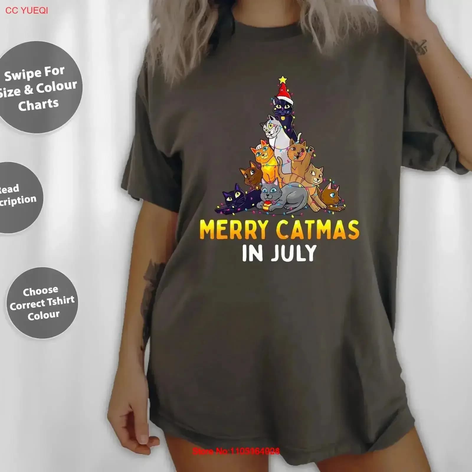 Merry Catmas in luglio Cute Cat Christmas Tree Maglietta per bambini SweaT Tote Bag 144002 vintage lavato Versatile vintage lavato homme