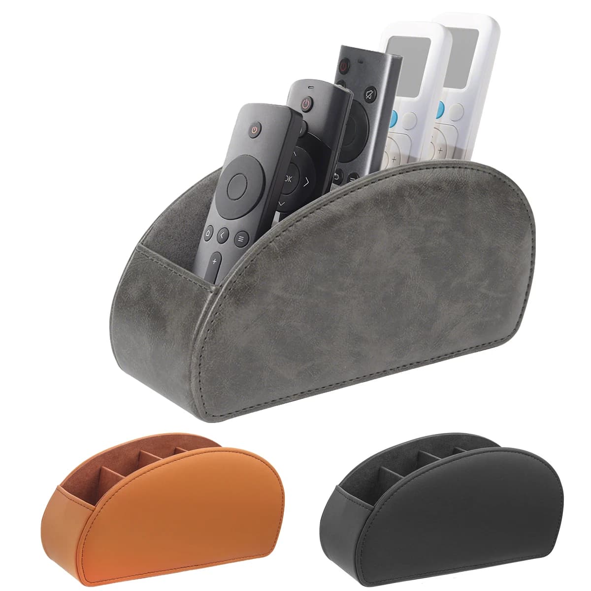 Organizer in Pelle PU per Telecomandi con 5 Scomparti, Portaoggetti da Comodino per Telecomandi, Occhiali, Penne, Trucchi, Scatola Portaoggetti da Scrivania