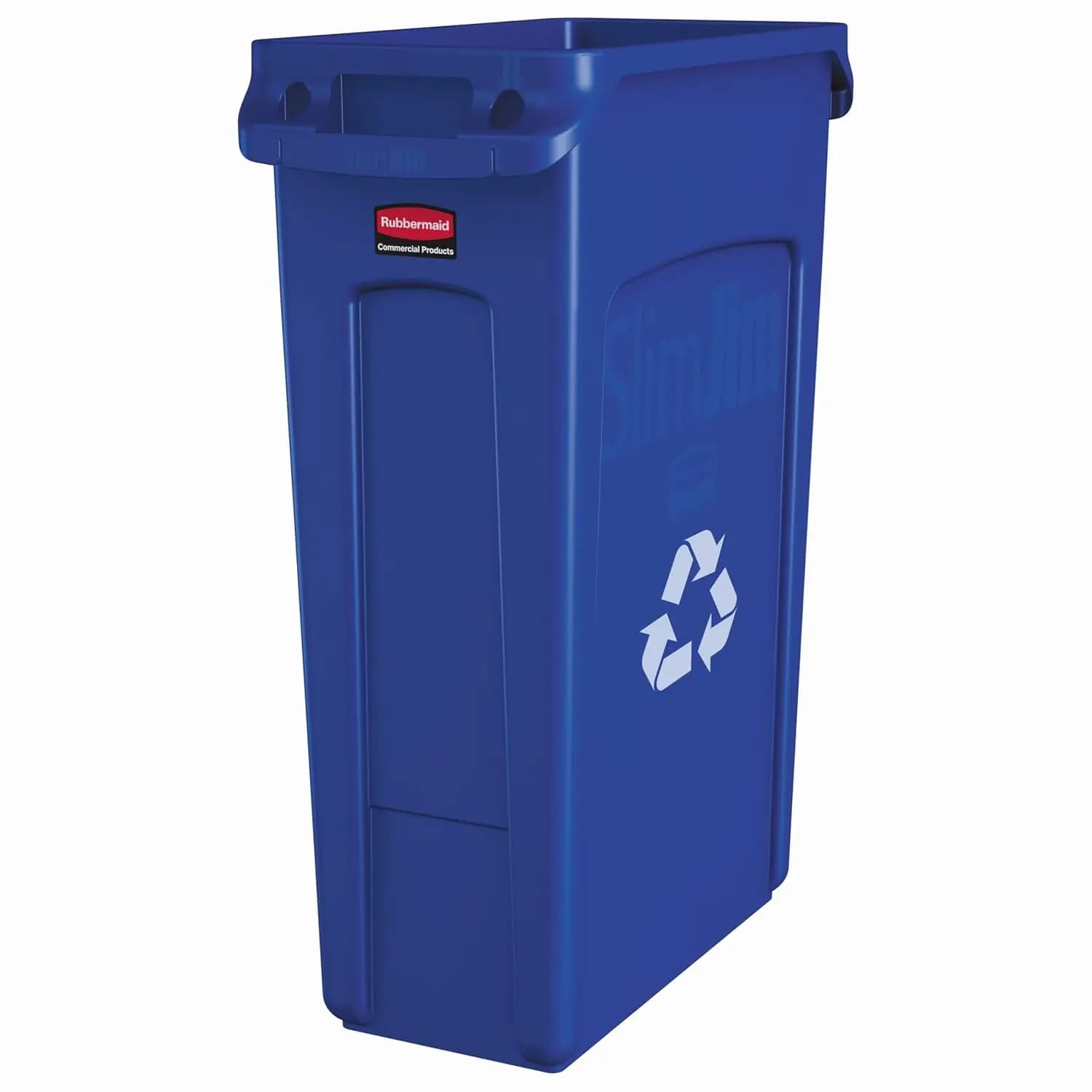 Cestino per Riciclaggio Rettangolare Sottile in Plastica con Canali di Ventilazione, 23 Galloni Blu per Cucina, Aula, Ufficio