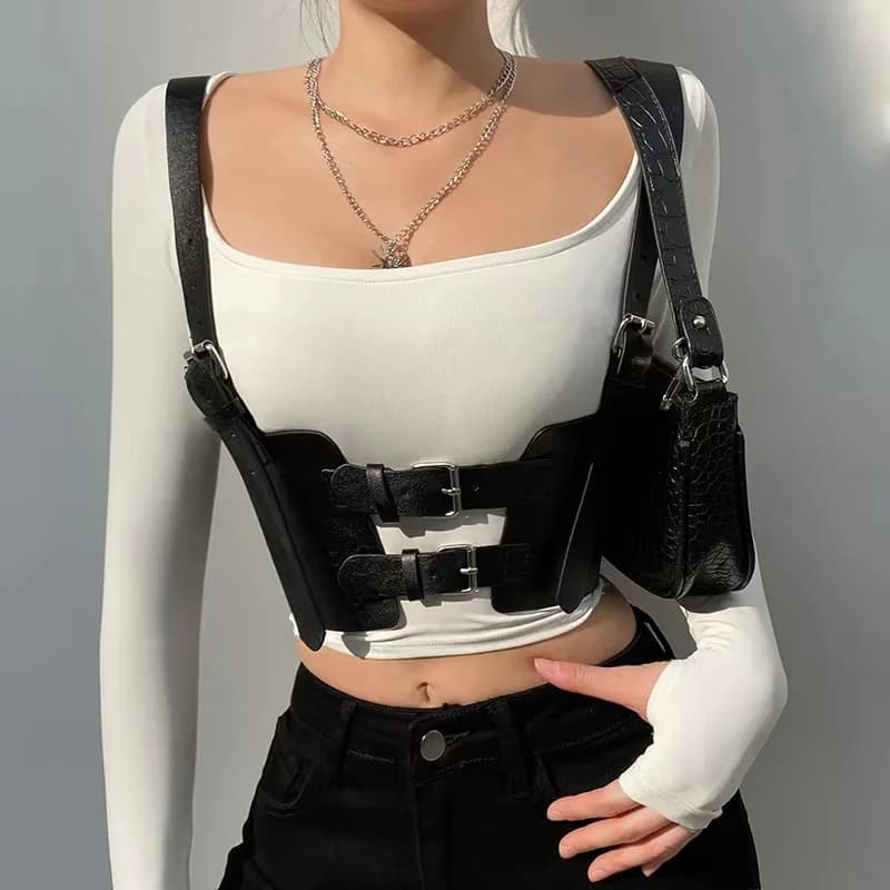 Women Trend Punk Corset Belt Decoration Street Style Wide Waistband Harness Leather Gothic Clothing Accessorie Fashion Corselet