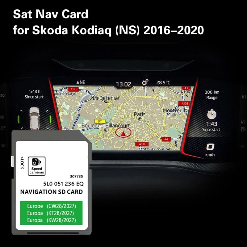 per Skoda Kodiaq dal 2016-2020 Scheda SD GPS Norvegia Estonia Letonia Mappe Scheda di memoria di navigazione