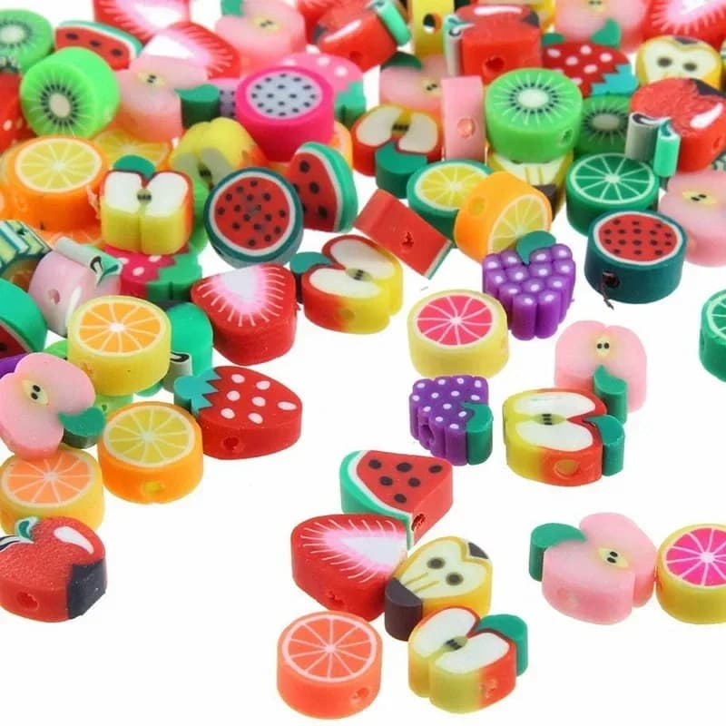 100 pz Anguria Frutta Animale A Tema Perline di Argilla Polimerica Frutta Perline di Argilla Set Per Il Braccialetto FAI DA TE Collana Creazione di Gioielli