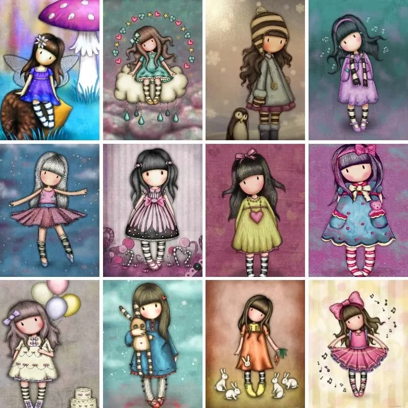 5D diamond painting kit DIY Gorjus girl small princess painted full diamond round embroidery mosaic cross stitch decorations for the house