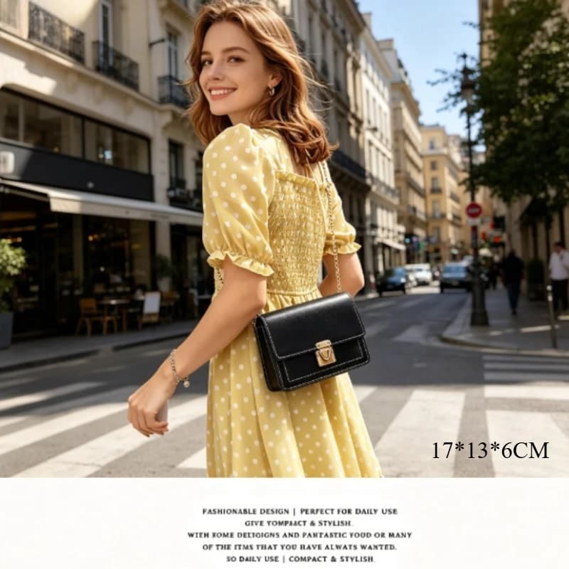 2026 New Korean Style Small Square Chain Bag for Women, Versatile Lock Flap Shoulder Crossbody Purse for Students Daily Wear