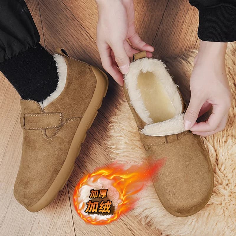 Pantofole in cotone da uomo invernali per la casa, per interni, foderate in Fce, con testa calda, resistenti al freddo, per esterni, con tacco