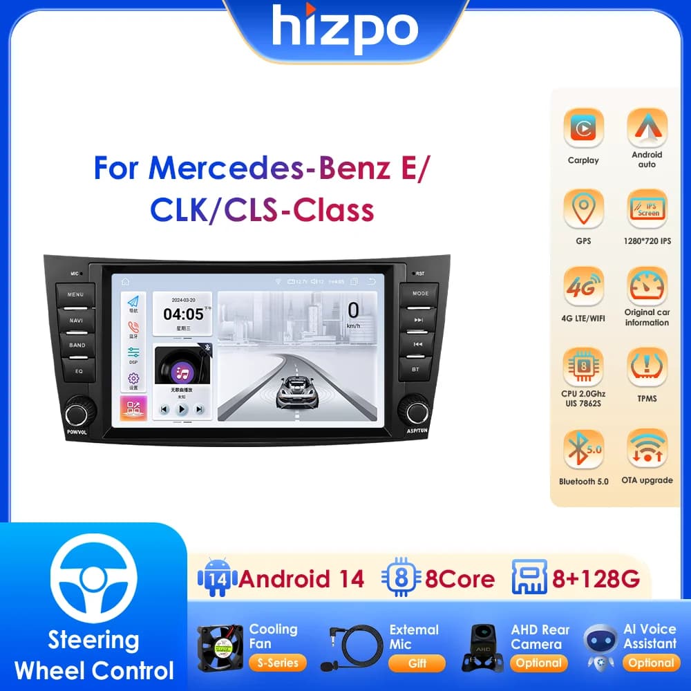 8 "per Mercedes Benz Classe E W211 E200 E220 E300 E350 E240 E270 E280 W219 con supporto autoradio Wireless Carplay Android Auto
