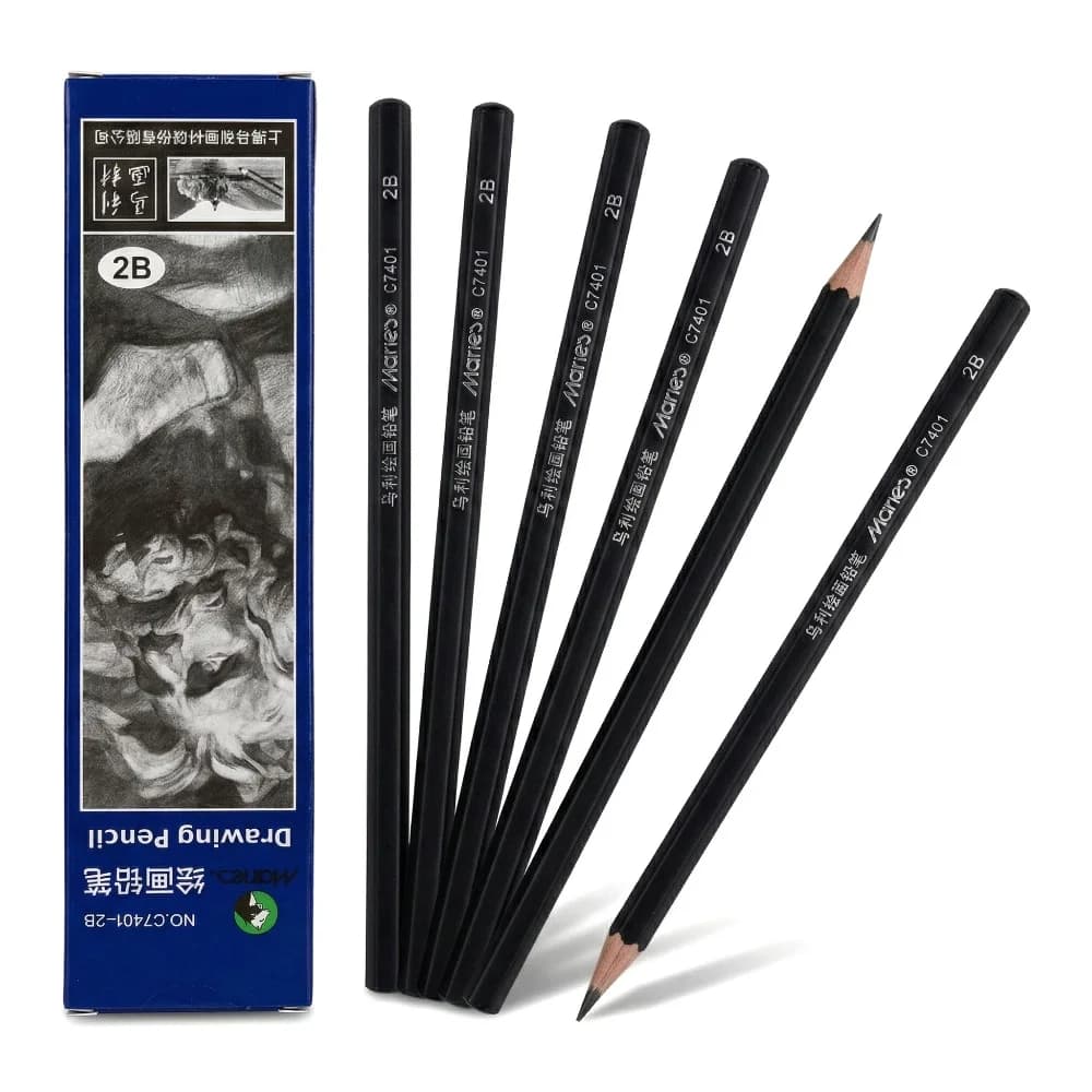 Matita a Carboncino Morbido Marie's, Pennello Professionale per Schizzi e Pittura al Carboncino, Penna Morbida al Carbonio, Materiali Artistici per Studenti d'Arte
