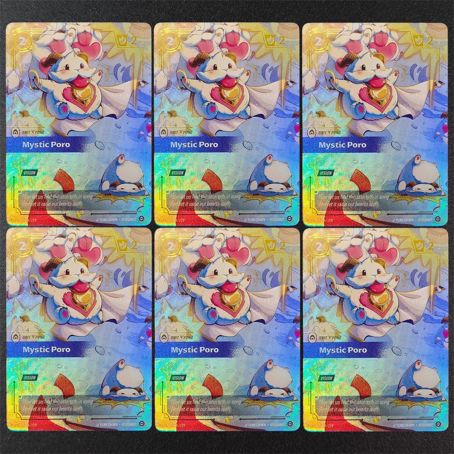 Proxy Riftbound UNL English Plundering Veteran Mystic Lonely Pouty Daring Poro Homemade Game Anime Textured Foil Card Toy