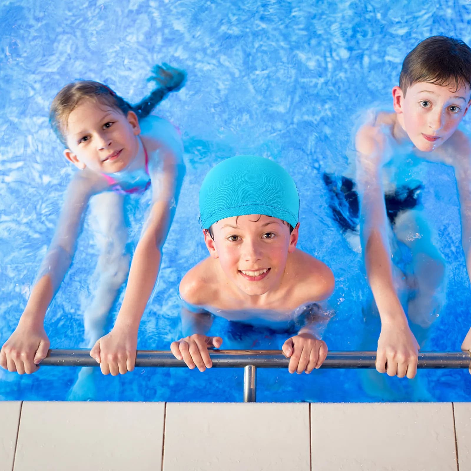 4 swimming caps for children and adults, light and elastic, for long hair, comfortable and breathable, for swimming pool and beach