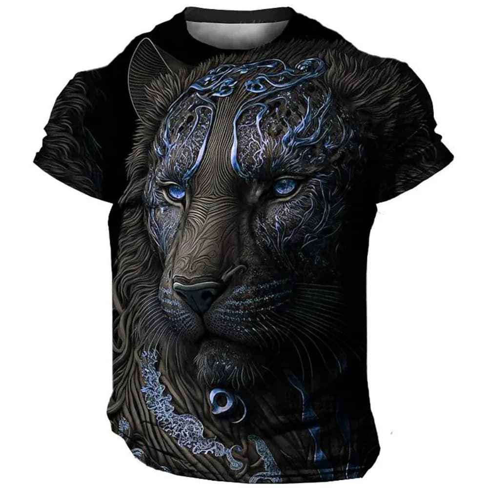 Moda Leone 3D Stampa T-shirt da uomo Manica corta Estate Top Modello animale Tee Casual Streetwear T-shirt oversize Abbigliamento uomo