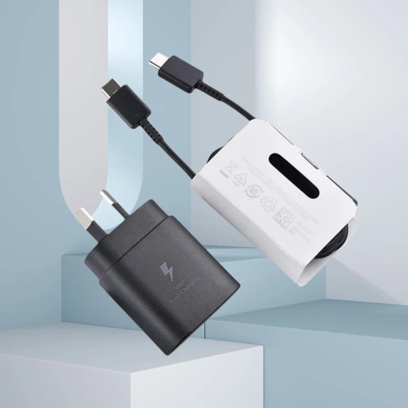 Samsung 25W PD Caricatore rapido AU Adattatore per telefono cellulare a ricarica rapida per Galaxy S24 S23 FE FM 55 54 53 52 15 e 1/2/3M Tipo C Cavo