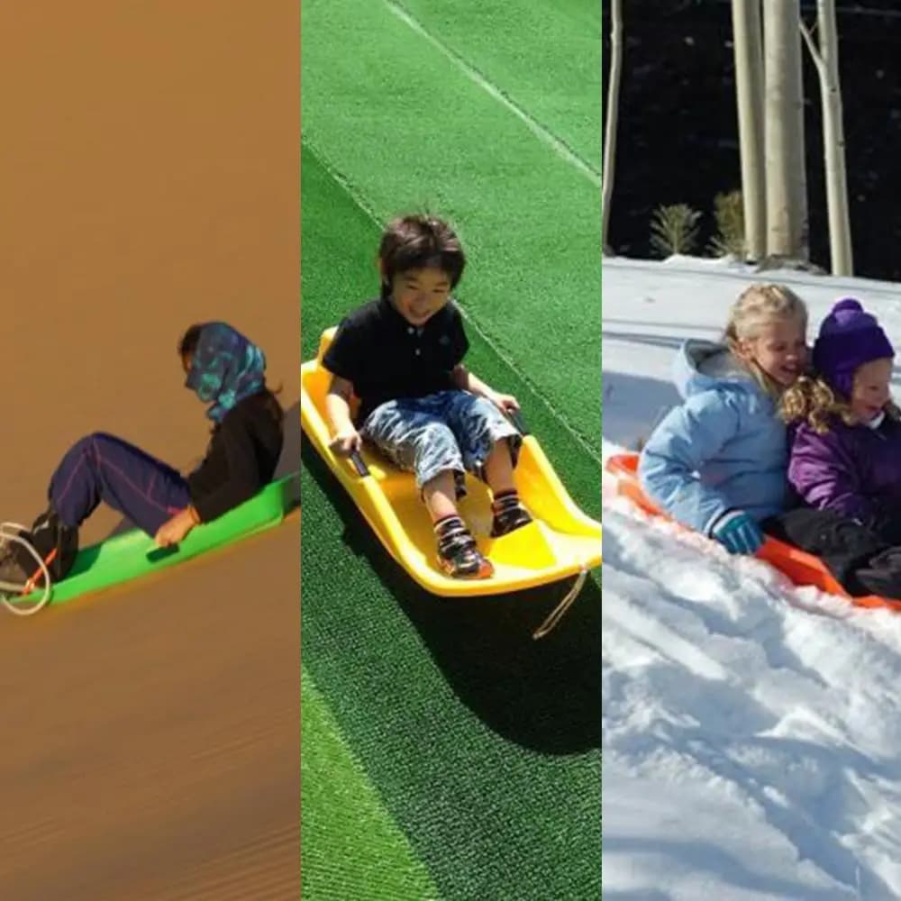 Slitta da Neve, Tavola da Sci, Toboga, Luge, Attrezzatura per Pattinaggio e Sci all'Aperto con Corda