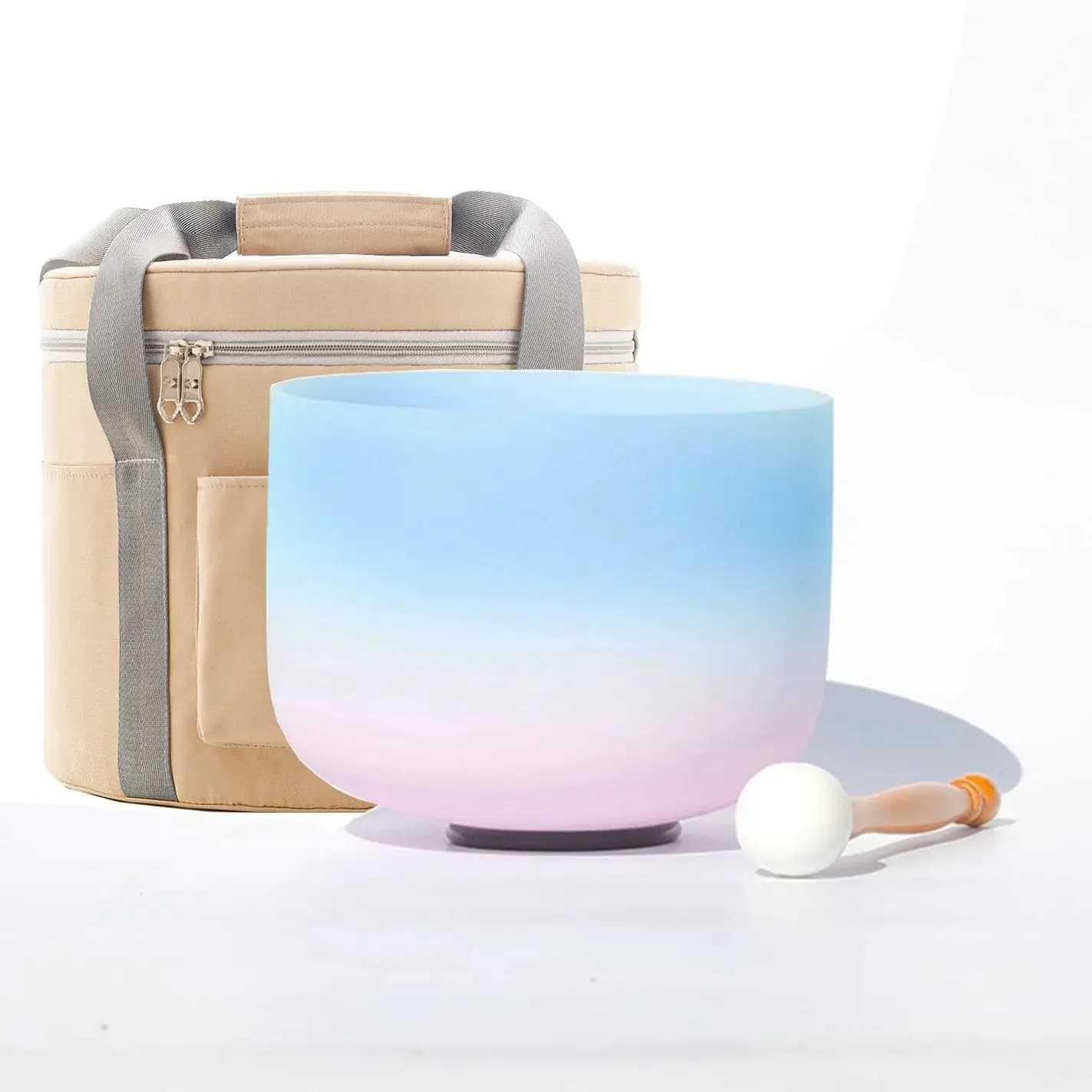 Hye-eun Blue-Pink 10INCH 440hz/432hz Crystal Singing Bowl with Bag Chakra Balance Sound Healing Instruments for Yoga Meditation