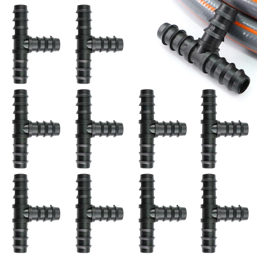 10 pz 16mm spinato Tee tubo connettore giardino 3 vie sistema di irrigazione serra Micro irrigazione a goccia PE tubi giunti accessori