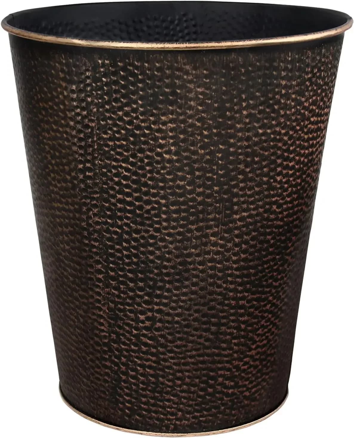 6L Stainless Steel Trash Can, Hammered Bronze Wastebasket for Bathroom Bedroom Office
