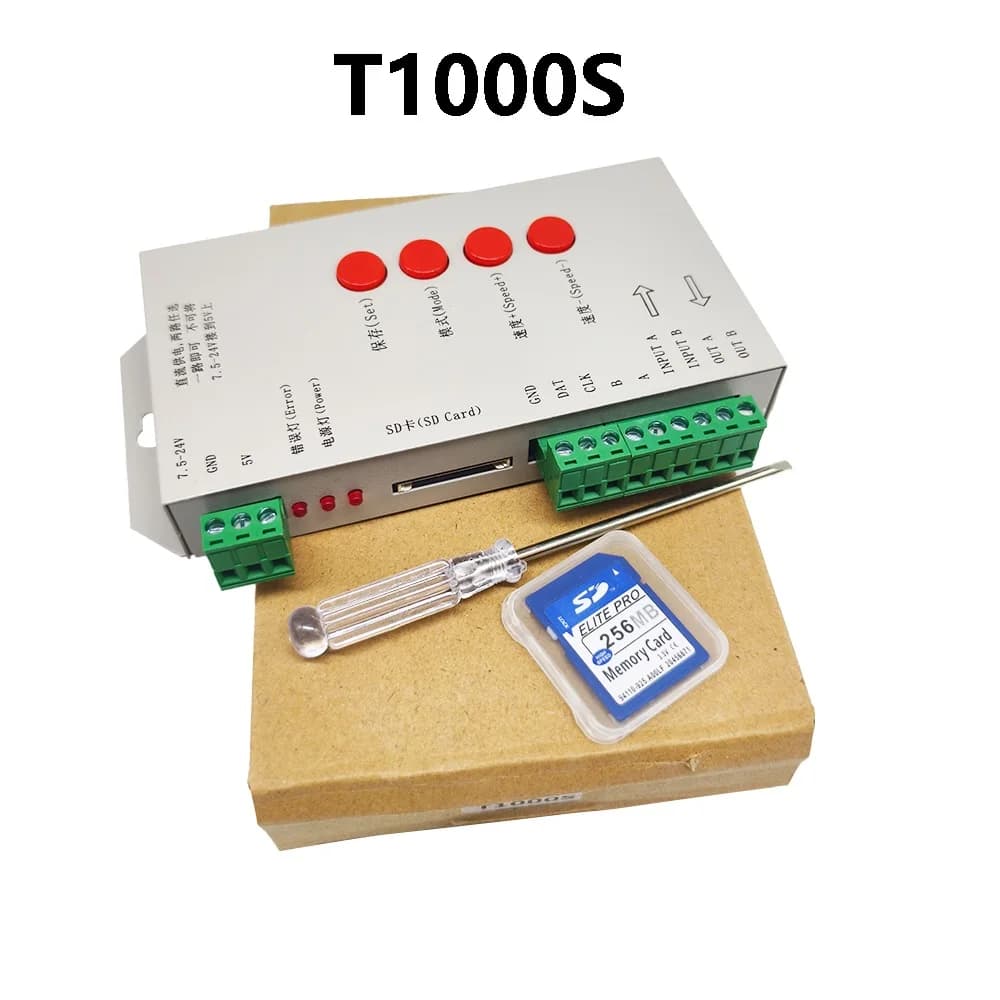 Scheda SD T1000S Controller pixel LED RGBIC WS2801 WS2811 WS2812B LPD6803 Striscia LED Matrix 2048 Pixel Controller programma DC5V-24V