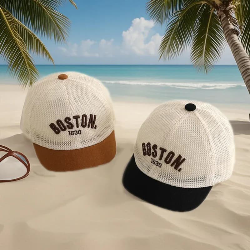 Baseball cap for babies with embroidered letters, summer, breathable mesh, for children and girls, outdoor sun hat with short visor with duck beak