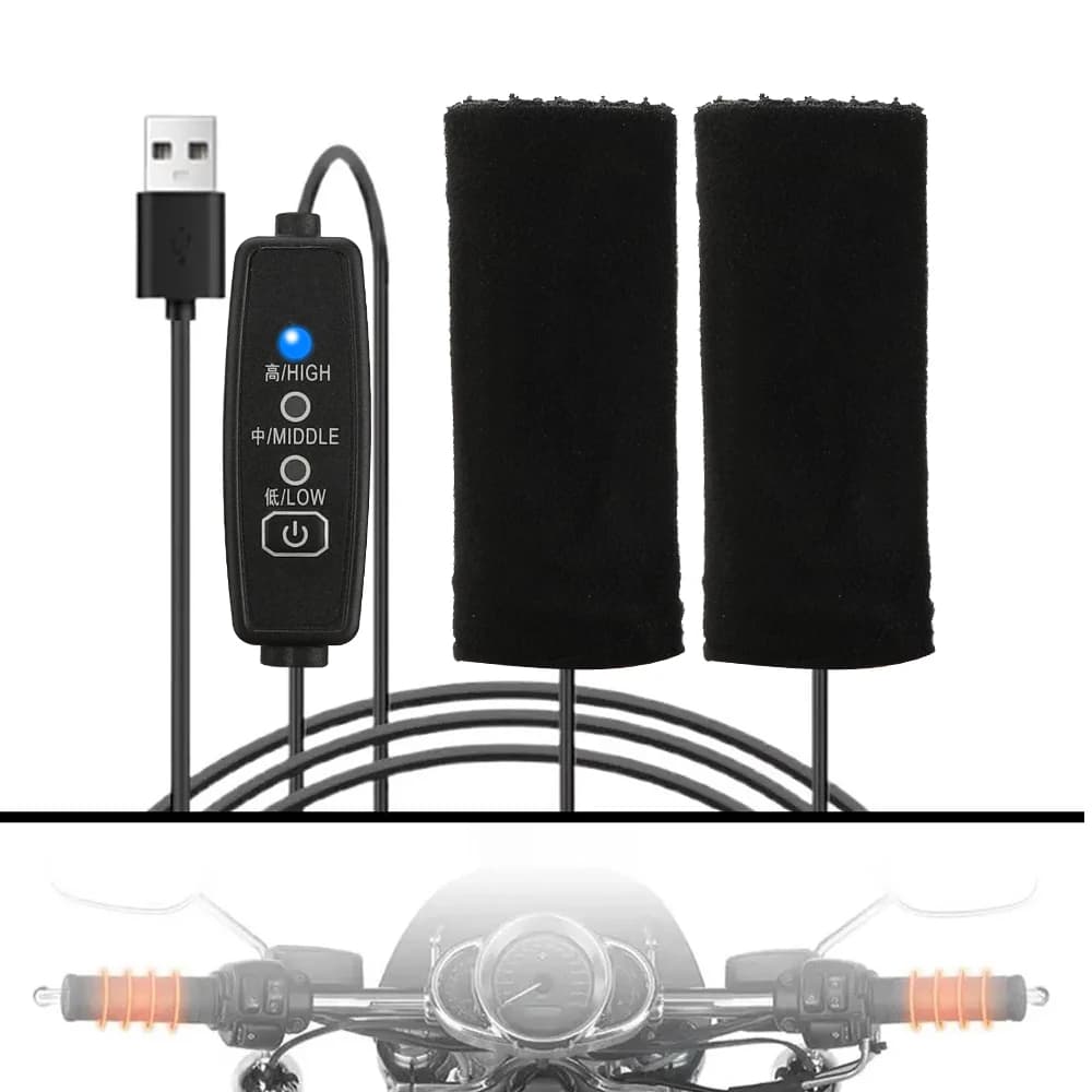 Manopole riscaldate per moto 12V Copertura universale per impugnatura riscaldata elettrica USB 3 marce Copertura per impugnatura riscaldata elettrica Kit di riscaldamento rapido