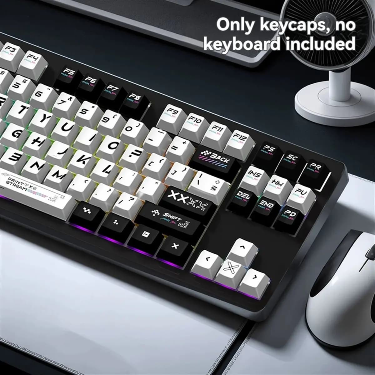 mo Set of 135-key PBT sublimation of black and white dyeing cover for mechanical keyboards replaceable keypads