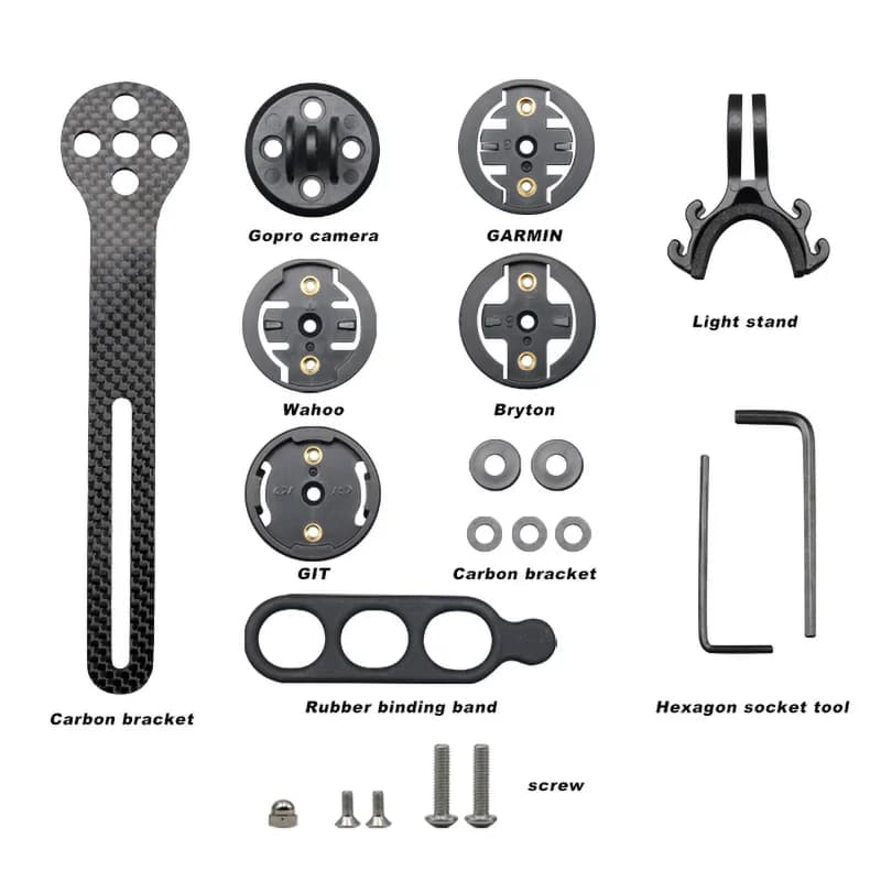 Bike Computer Support Carbon Fiber Road Bike GPS Support Cycling Computer Stopwatch Support for Garmin Gopro Bryton Cateye Light