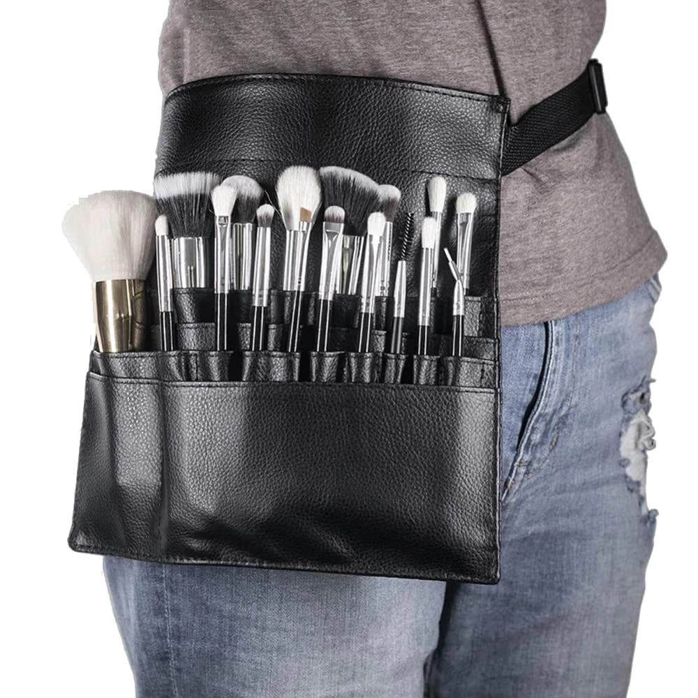 Porta pennelli per trucco cosmetico professionale a 22 tasche Borsa per grembiule a 2 matri con tracolla per artista per donna