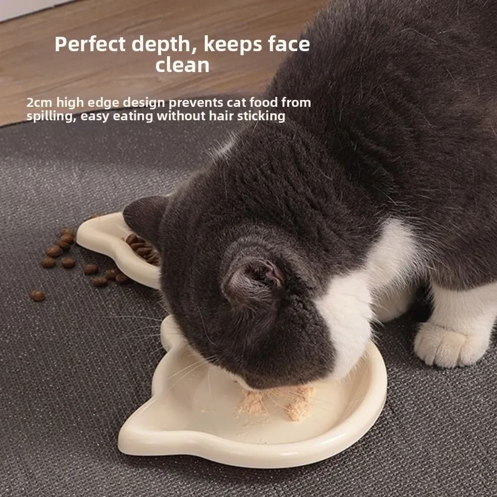 Ciotola per gatti a forma di gatto carino Ciotola per cibo per gatti antiscivolo anticaduta Piatti per gatti in plastica Alimentazione per animali domestici