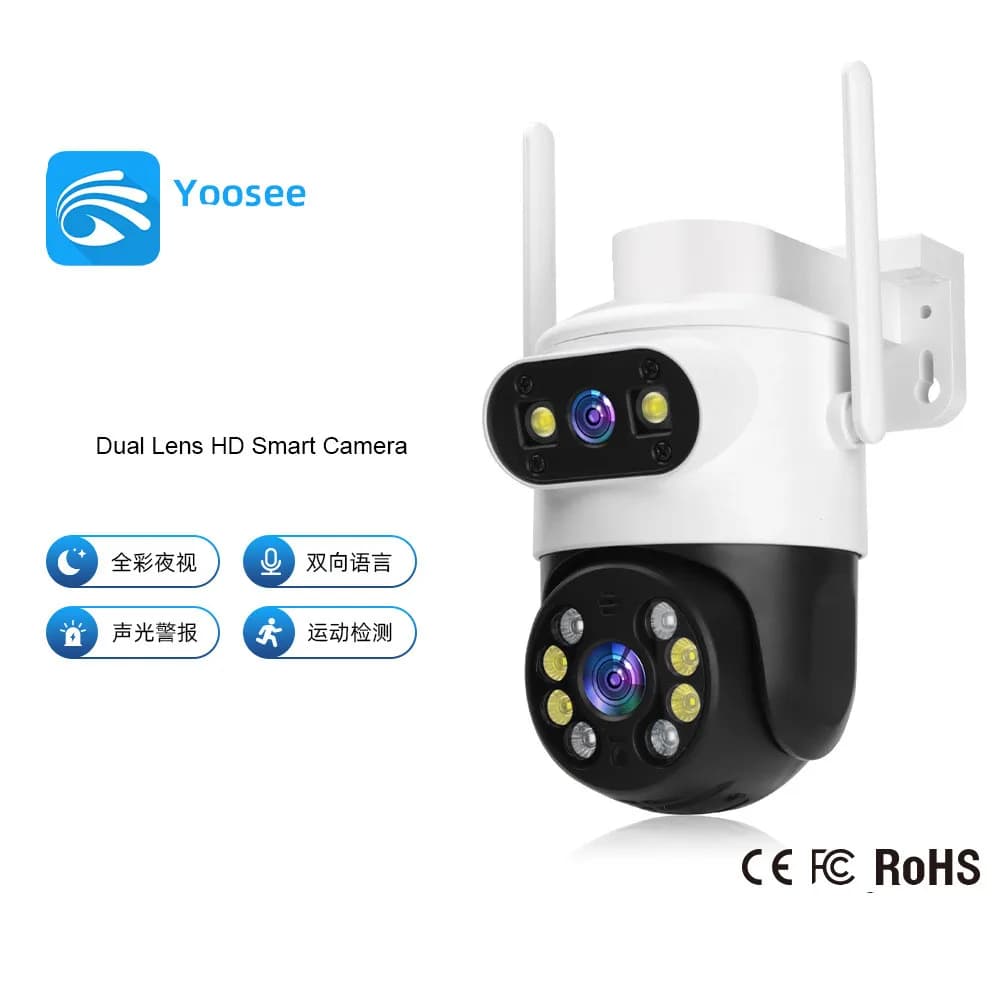 Telecamera IP Dome PTZ Wireless a Colori 6MP con Doppia Lente, Rilevamento Umanoide AI, Monitoraggio Bambini e Sicurezza Domestica, Compatibile con App Yoosee