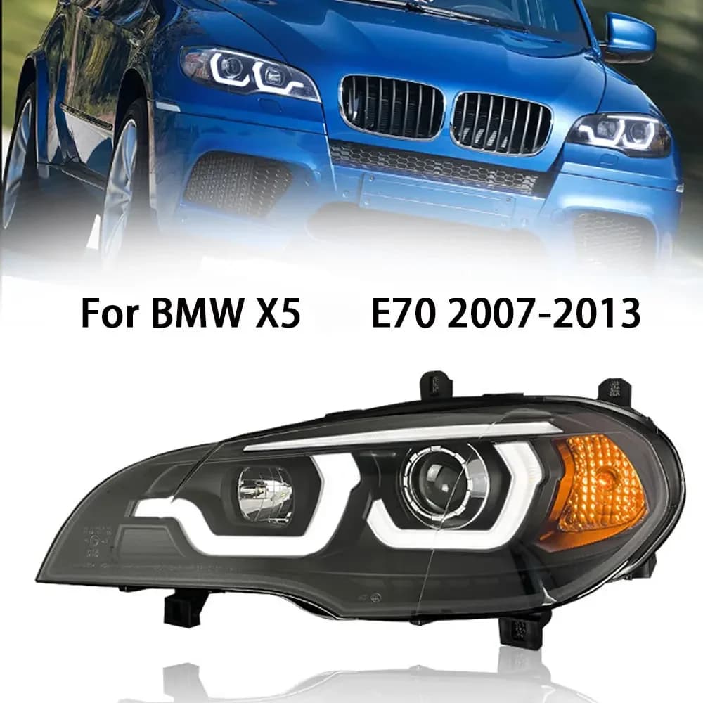 Fari a LED per BMW E70 X5 Faro a LED 2007-2013 Fari X5 DRL Indicatori di direzione Abbaglianti Angelo Occhio Lente del proiettore