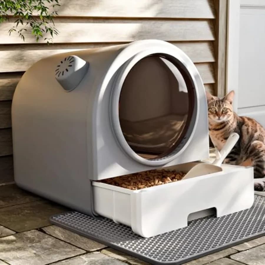 Toilette per gatti a cassetto con filtro al carbone per il controllo degli odori, design in plastica chiuso per una comoda gestione delle lettiere con un bui
