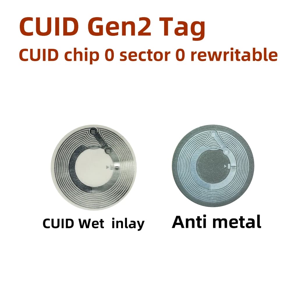 adesivo cuid Wet Inlay Gen2 13,56 mhz CUID modificabile S50 1K tag rfid Settore 0 Blocco 0 UID Riscrivibile NFC Andriod MCT Copia Clone