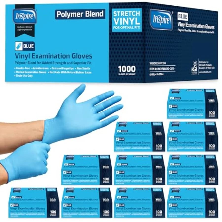 Guanti da Esame Inspire in Miscela Nitrile-Vinile - Monouso, Senza Lattice, Multiuso per Uso Medico e Cucina