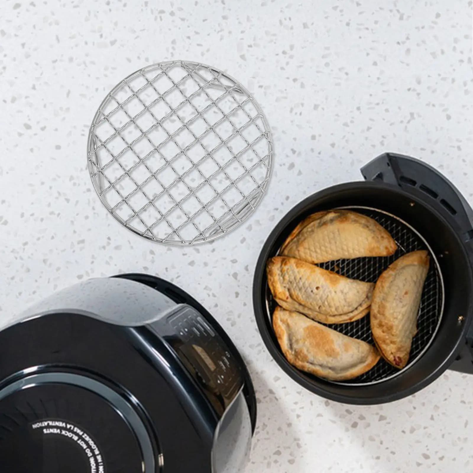 Griglia Rotonda in Acciaio Inossidabile con Gambe per Cottura, Friggitrice ad Aria, Fornello Elettrico in Ceramica, Griglia di Raffreddamento, Rete per Vaporiera