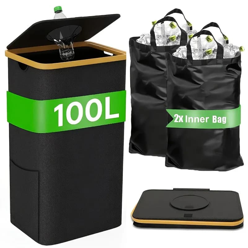 1 bottle picker, odor suppression pad, recycling bin, linen basket, folding, with internal bag