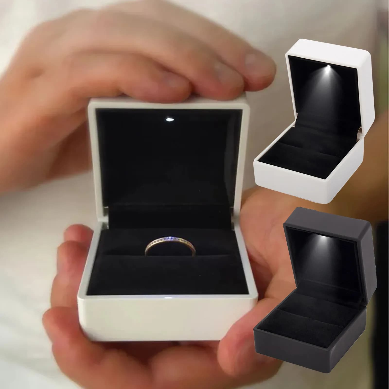 LED Light Jewelry Box Spray Paint High Jewelry Bracelet Ring Pendant Necklace Bracelet Jewelry Box For Valentine's Day