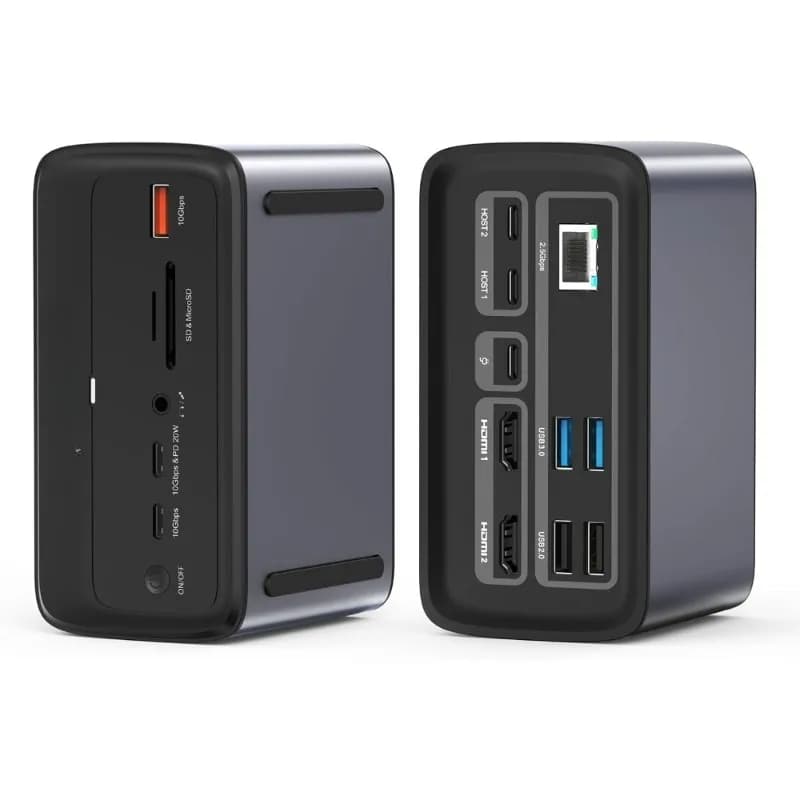 Docking station USB C Dual HDMI 4K 60Hz Hub 16-in-2 con 7 porte USB 100W PD 2.5G Ethernet per MacBook Laptop Home