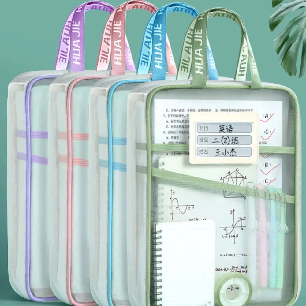 Thickened Test Paper Storage Bag Mesh Three-layer Partition File Folder Bag Portable Large Capacity Stationery Organizer Pouch